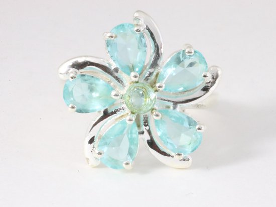 Hoogglans zilveren ring met blauwe topaas afbeelding 4