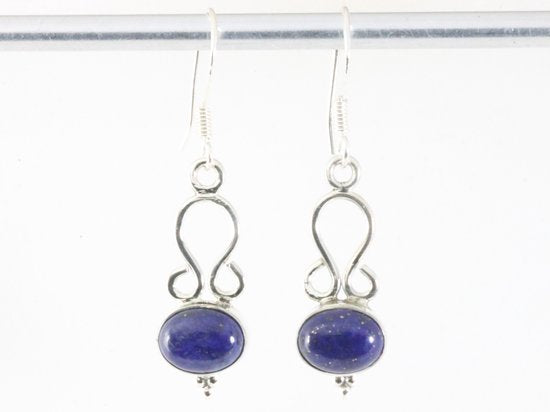 Fijne opengewerkte zilveren oorbellen met lapis lazuli afbeelding 4