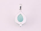 Bewerkte druppelvormige zilveren hanger met aqua chalcedoon afbeelding 3