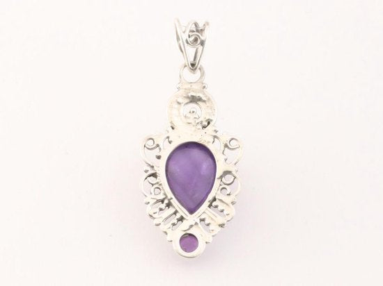 Opengewerkte zilveren hanger met amethist afbeelding 2