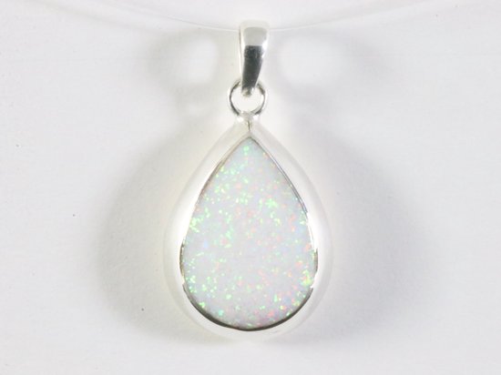 Druppelvormige hoogglans zilveren hanger met welo opaal afbeelding 4