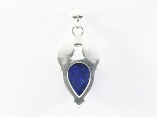 Bewerkte zilveren hanger met lapis lazuli afbeelding 3