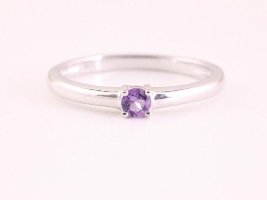 Fijne hoogglans zilveren ring met amethist afbeelding 4