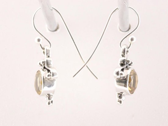 Fijne bewerkte zilveren oorbellen met citrien afbeelding 2