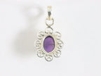 Fijne opengewerkte zilveren hanger met amethist afbeelding 3