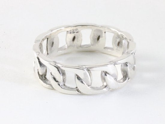 Zilveren ring met gourmet schakels afbeelding 1