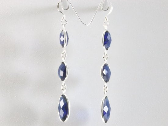 Lange zilveren oorbellen ioliet afbeelding 2