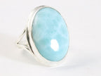 Grote ovale zilveren ring met larimar afbeelding 1
