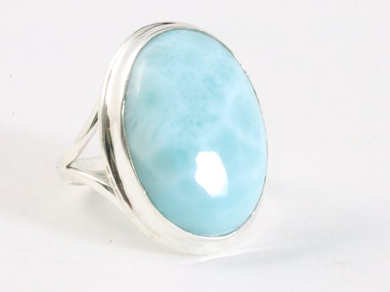Grote ovale zilveren ring met larimar afbeelding 1