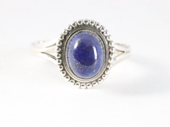 Bewerkte zilveren ring met lapis lazuli afbeelding 4