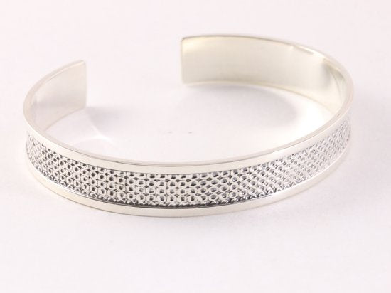 Zware fijn bewerkte zilveren klemarmband afbeelding 2