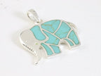 Zilveren olifant hanger met groene turkoois afbeelding 2