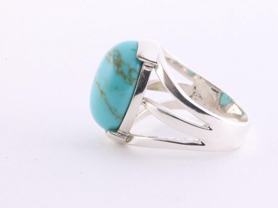 Opengewerkte zilveren ring met turkoois afbeelding 3