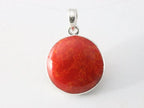 Fijne ronde zilveren hanger met levensboom op rode koraal steen afbeelding 3