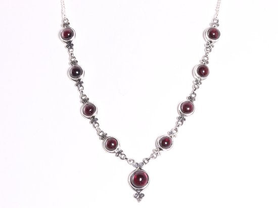 Bewerkte zilveren ketting met granaat afbeelding 1