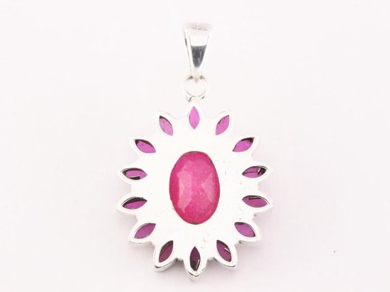 Zilveren hanger met robijn afbeelding 3