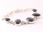 Zilveren armband met grote zwarte psilomelaan stenen afbeelding 2