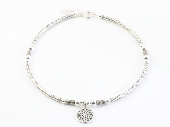 Zilveren enkelband met kralen afbeelding 1