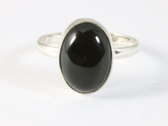 Ovale zilveren ring met onyx afbeelding 4