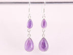 Fijne lange zilveren oorbellen met amethist afbeelding 4