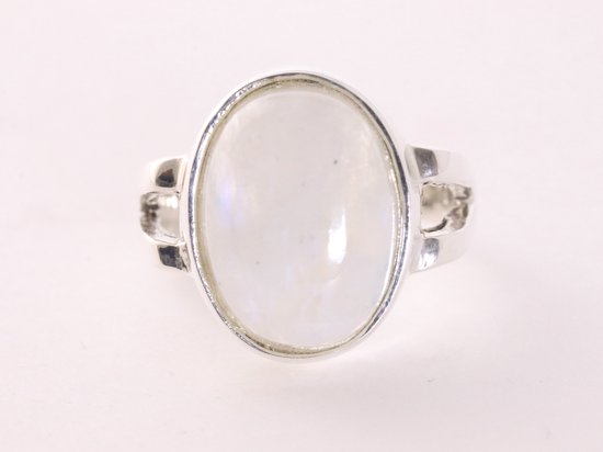 Zware zilveren ring met regenboog maansteen afbeelding 4