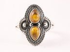 Bewerkte zilveren ring met amber afbeelding 4