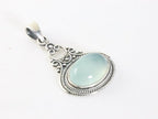 Bewerkte zilveren hanger met aqua chalcedoon afbeelding 2