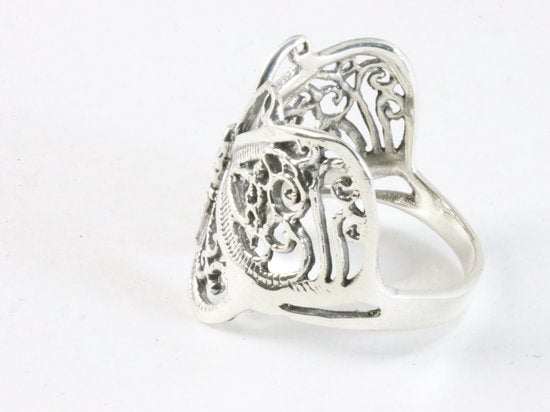 Opengewerkte zilveren vlinder ring afbeelding 2