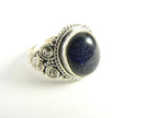 Bewerkte zilveren ring met blauwe zonnesteen afbeelding 1