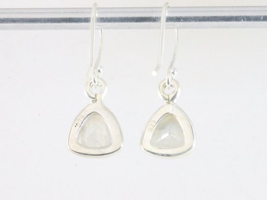 Hoogglans zilveren oorbellen met regenboog maansteen afbeelding 2