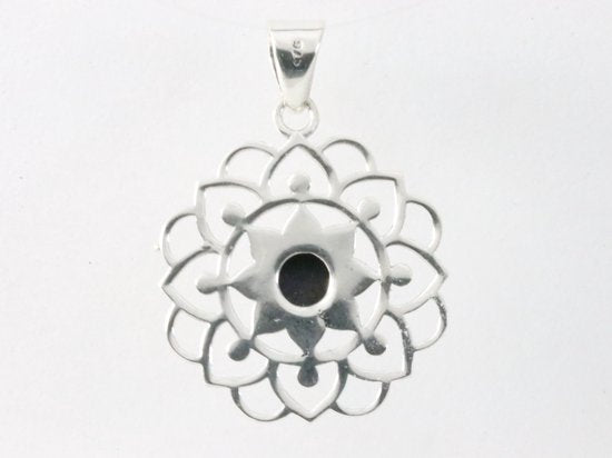 Opengewerkte zilveren hanger met lapis lazuli afbeelding 3