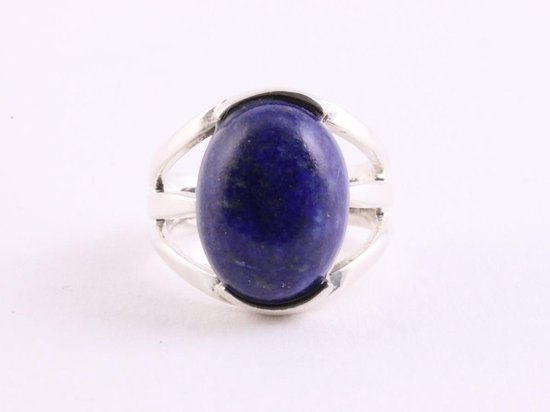 Opengewerkte zilveren ring met lapis lazuli afbeelding 4