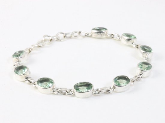 Hoogglans zilveren armband met groene amethist afbeelding 2