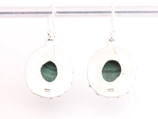 Bewerkte zilveren oorbellen met malachiet afbeelding 3