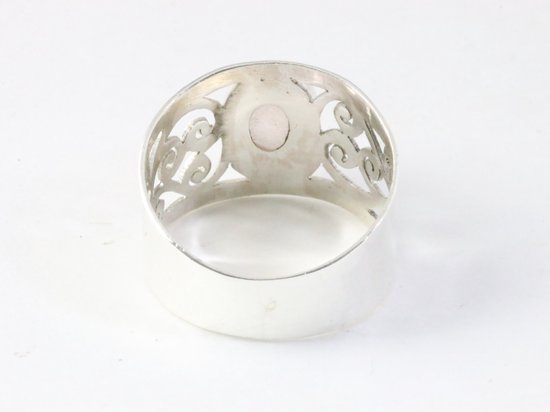 Opengewerkte zilveren ring met rozenkwarts afbeelding 3