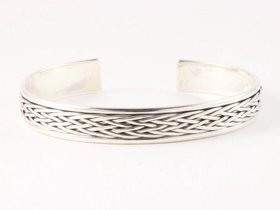 Zilveren klemarmband met vlechtpatroon afbeelding 1