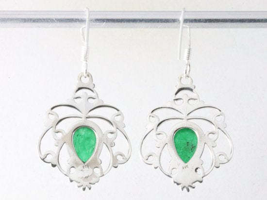 Opengewerkte zilveren oorbellen met jade afbeelding 2