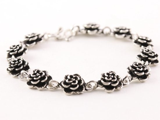 Zilveren armband met roosjes afbeelding 2
