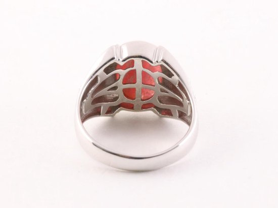 Bewerkte zilveren ring met rhodochrosiet afbeelding 3