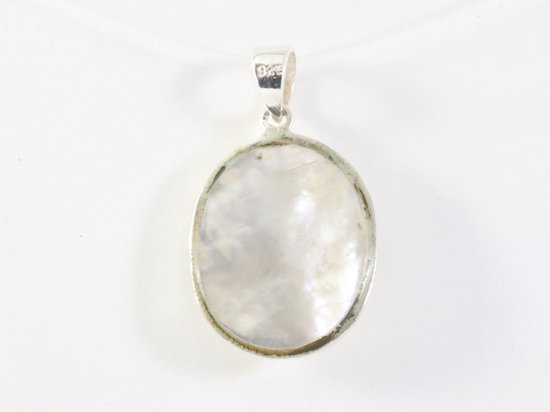 Zilveren hanger met levensboom op parelmoer afbeelding 3