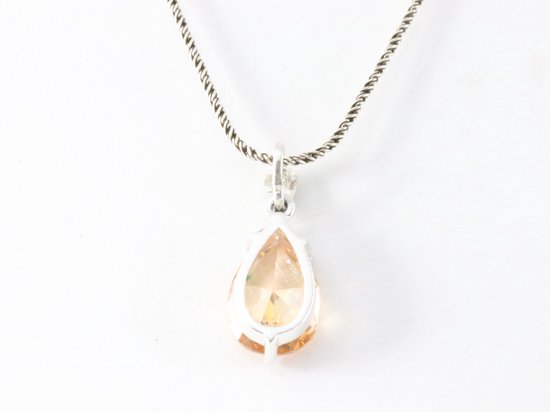 Zilveren hanger met citrien en marcasiet aan ketting afbeelding 3