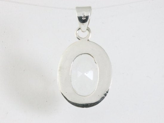 Fijne bewerkte ovale zilveren hanger met bergkristal afbeelding 3
