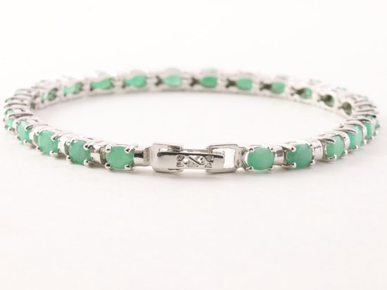 Zilveren tennisarmband met smaragd afbeelding 3