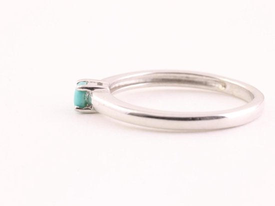 Fijne hoogglans zilveren ring met turkoois afbeelding 2