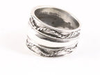 Brede hoogglans zilveren ring met kabelpatronen afbeelding 2