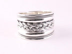 Brede zilveren ring met vlechtmotief en kabelpatronen afbeelding 4