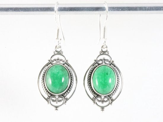 Bewerkte zilveren oorbellen met jade afbeelding 3