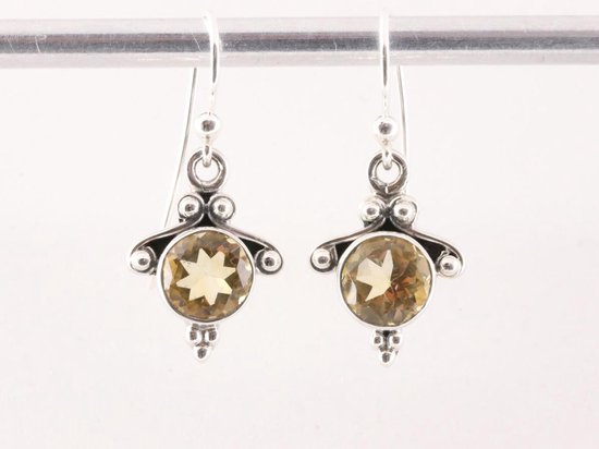 Fijne bewerkte zilveren oorbellen met citrien afbeelding 4