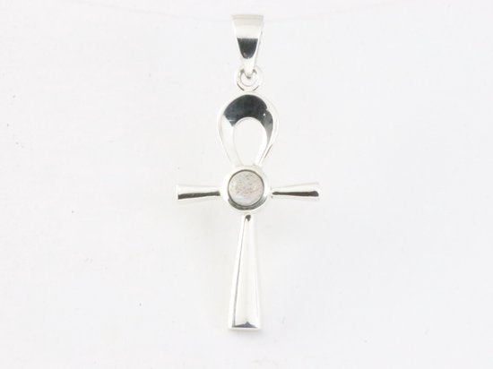 Fijne zilveren ankh hanger met labradoriet afbeelding 4