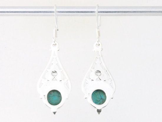 Opengewerkte zilveren oorbellen met turkoois afbeelding 2